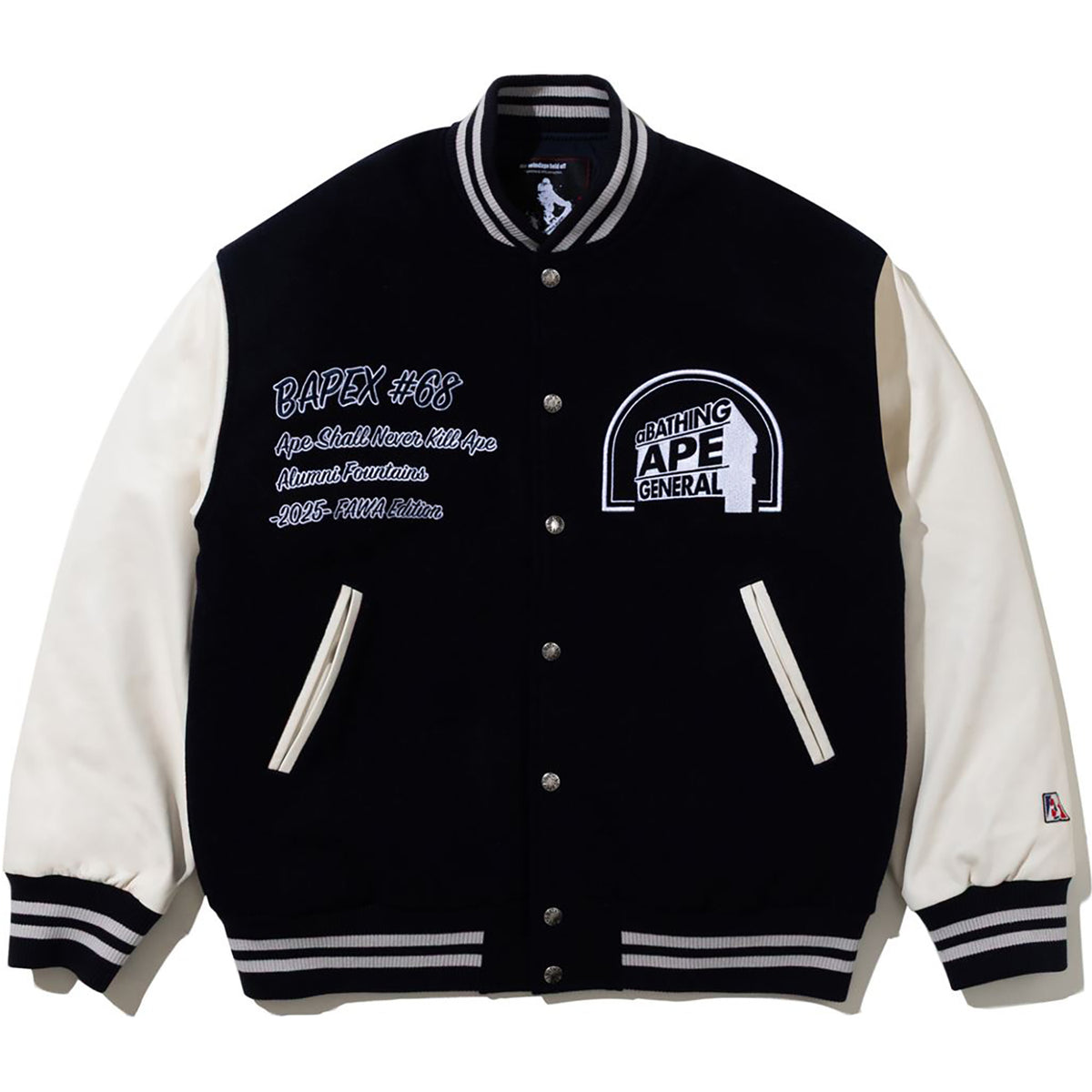 BAPE BY KAZUKI KURAISHI MULTI LOGO VARSITY DOWN JACKET MENS