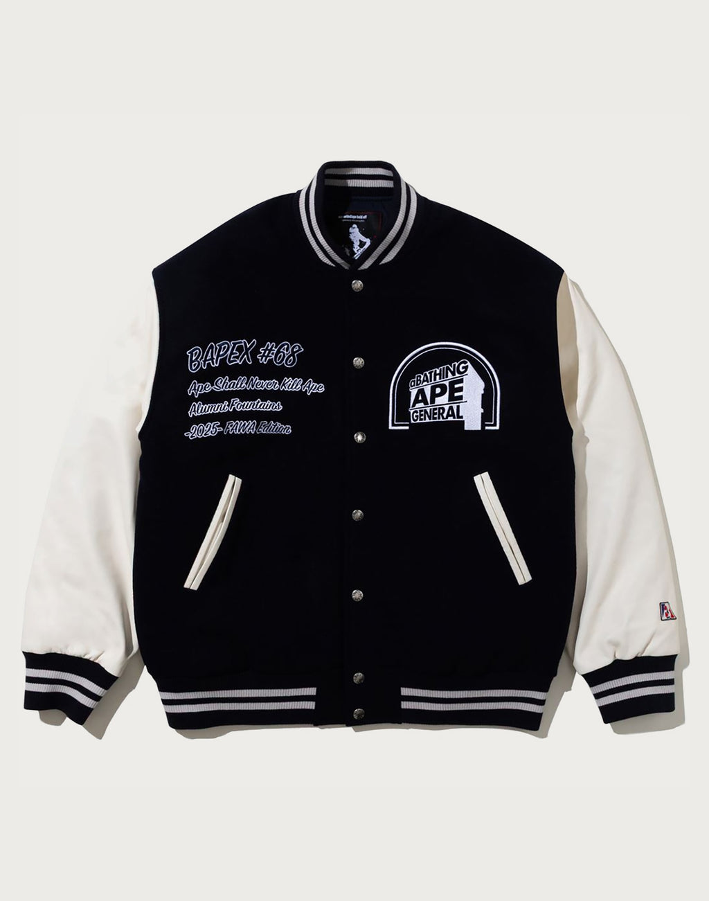BAPE BY KAZUKI KURAISHI MULTI LOGO VARSITY DOWN JACKET MENS