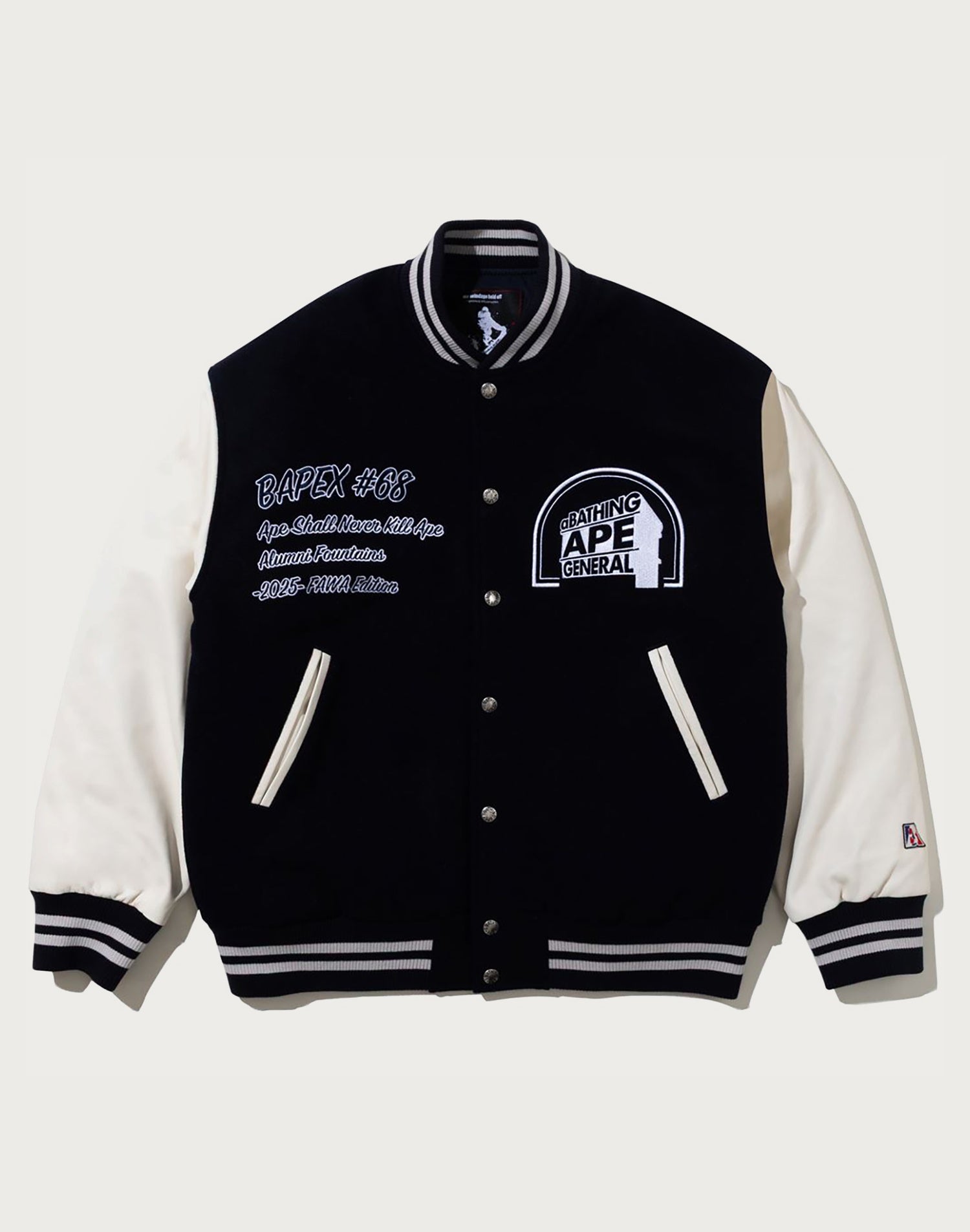 BAPE BY KAZUKI KURAISHI MULTI LOGO VARSITY DOWN JACKET MENS