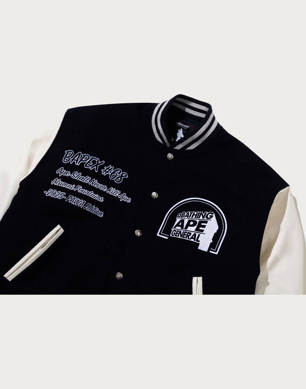BAPE BY KAZUKI KURAISHI MULTI LOGO VARSITY DOWN JACKET MENS