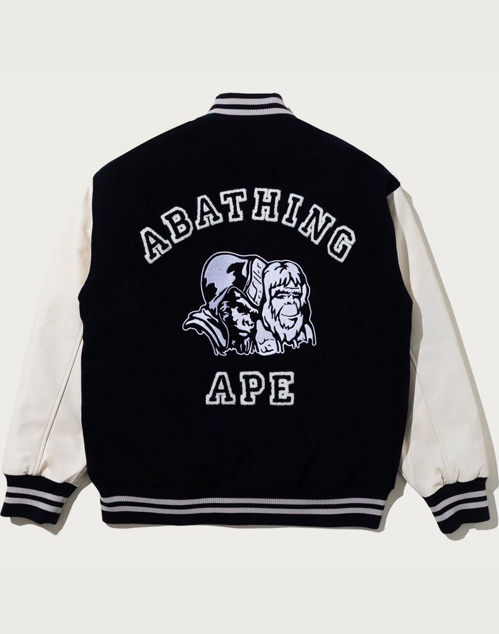 BAPE BY KAZUKI KURAISHI MULTI LOGO VARSITY DOWN JACKET MENS