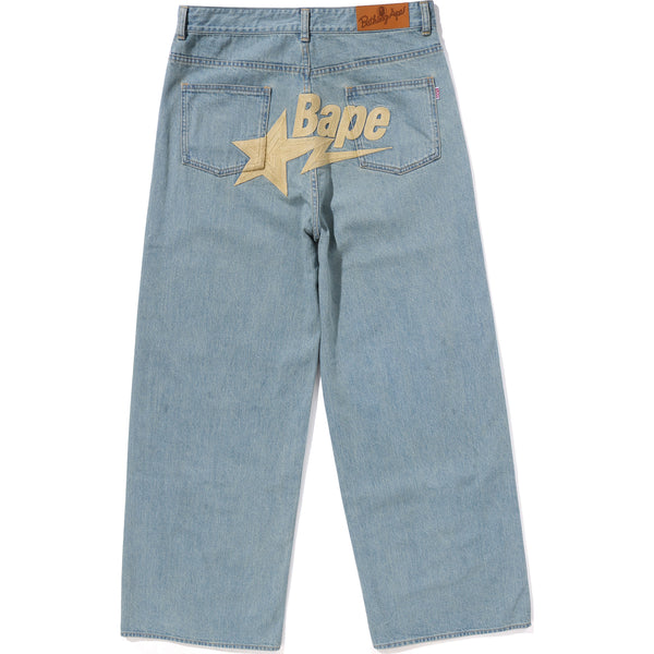 BAPE STA EMBROIDERY BAGGY DENIM PANTS LADIES