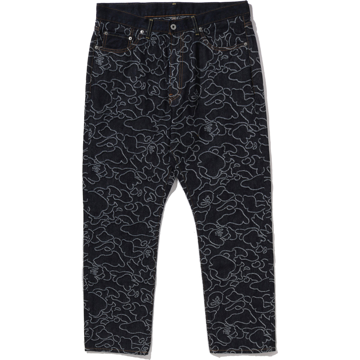 BAPE X OVO NEON 1ST CAMO JACQUARD DENIM PANTS MENS