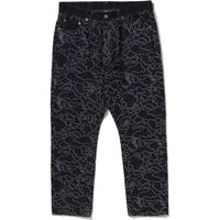 BAPE X OVO NEON 1ST CAMO JACQUARD DENIM PANTS MENS