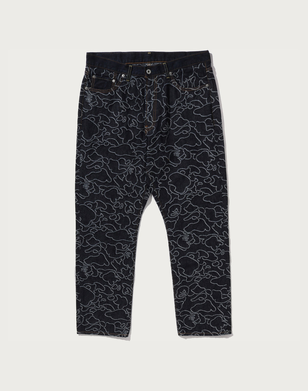 BAPE X OVO NEON 1ST CAMO JACQUARD DENIM PANTS MENS