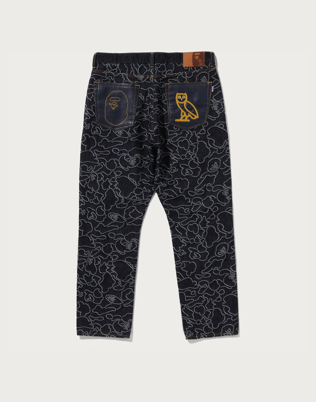 BAPE X OVO NEON 1ST CAMO JACQUARD DENIM PANTS MENS