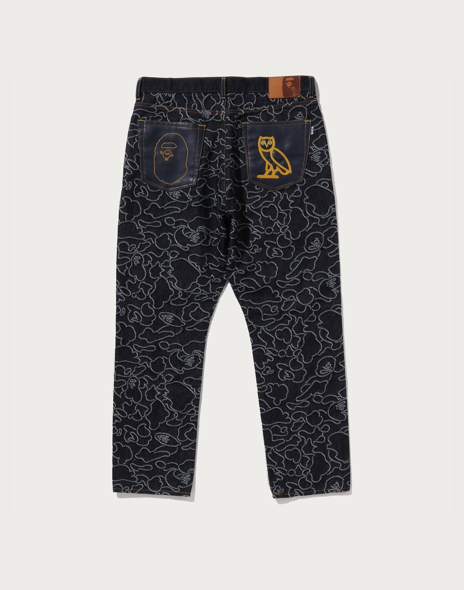 BAPE X OVO NEON 1ST CAMO JACQUARD DENIM PANTS MENS