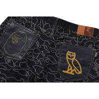 BAPE X OVO NEON 1ST CAMO JACQUARD DENIM PANTS MENS