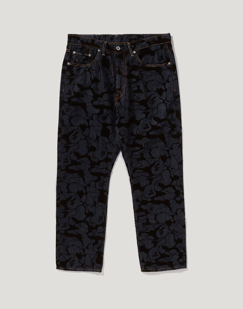 CAMO FLOCKED RELAXED FIT 13 OZ DENIM PANTS MENS