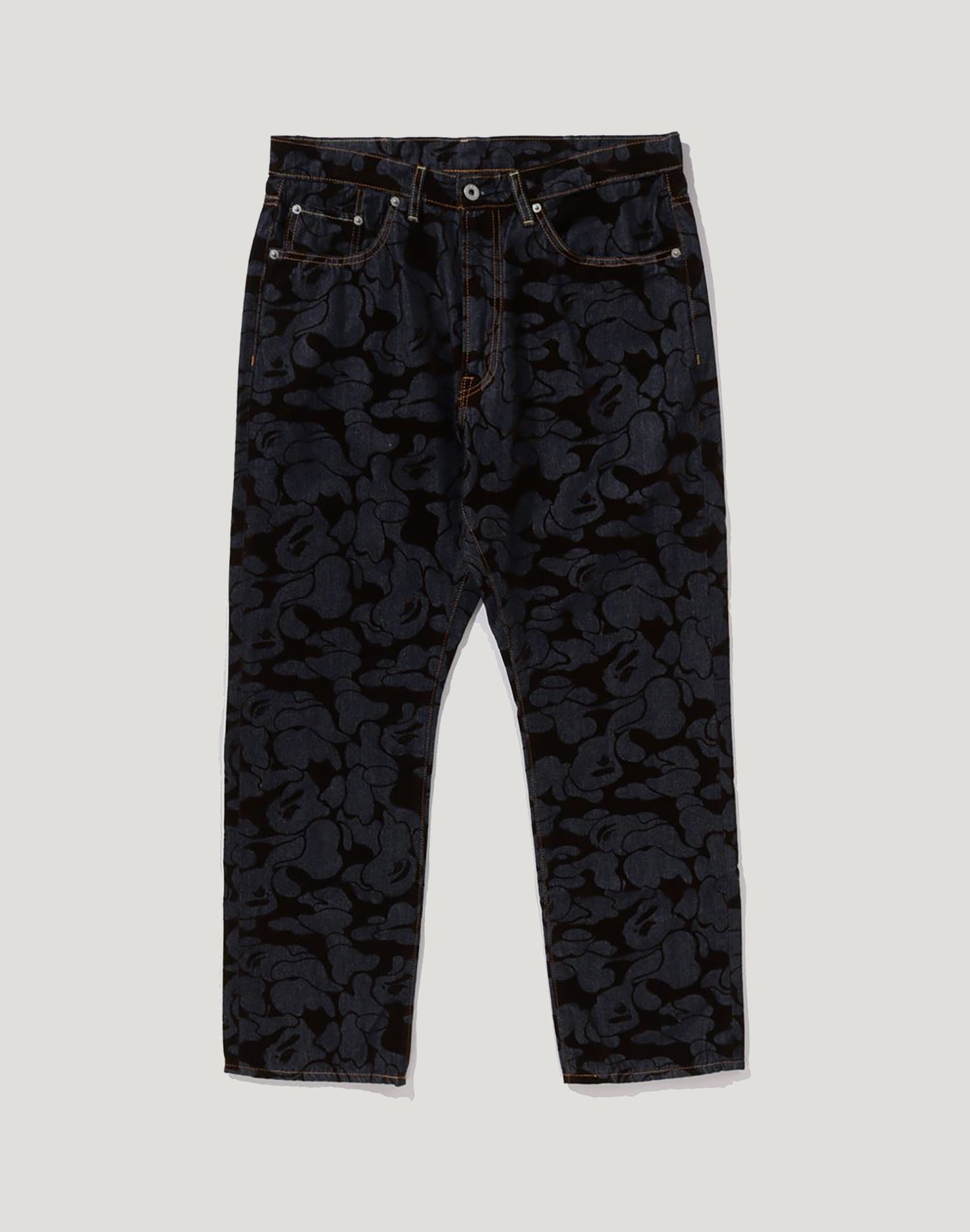 CAMO FLOCKED RELAXED FIT 13 OZ DENIM PANTS MENS