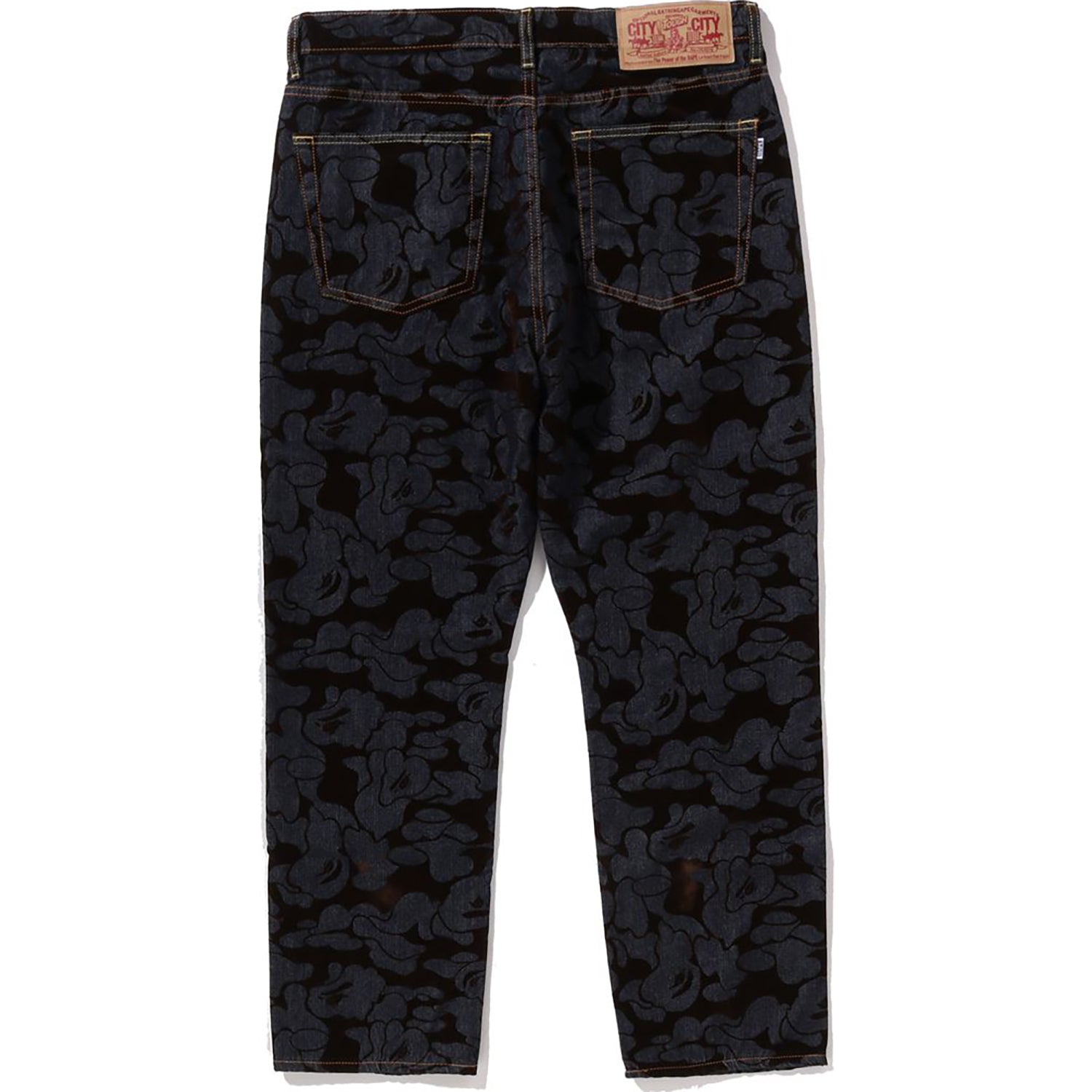 BAPE Mens Denim Camo Flocked Relaxed Fit 13 oz Pants Fall 2025