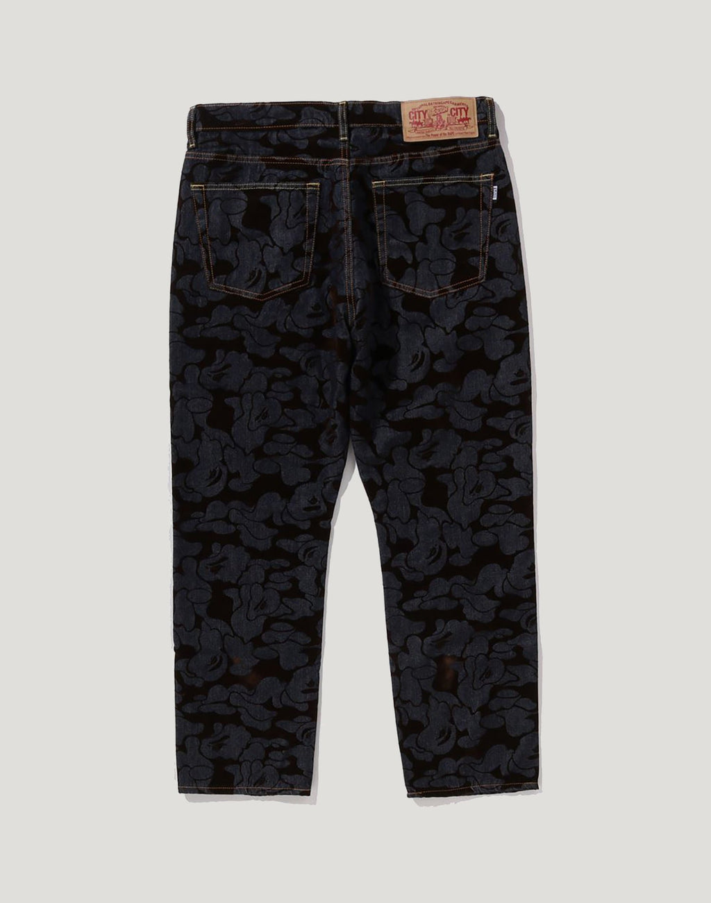 CAMO FLOCKED RELAXED FIT 13 OZ DENIM PANTS MENS