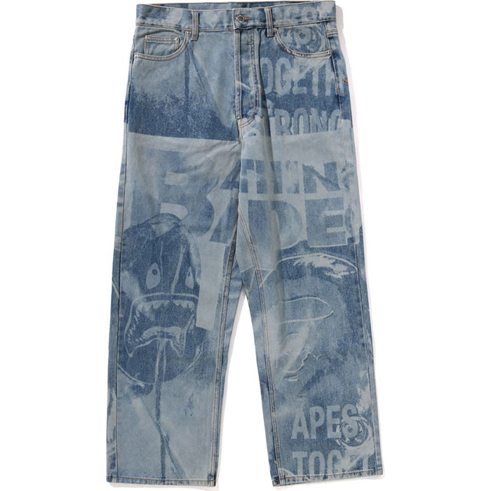 OVERALL LASERED RELAXED FIT 13 OZ DENIM PANTS MENS
