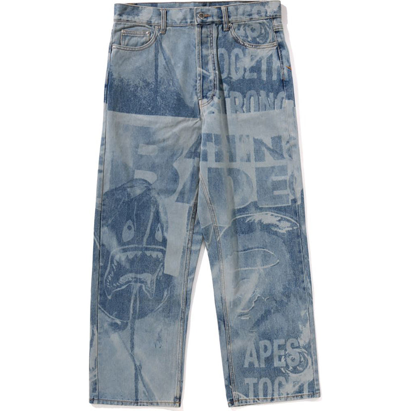 OVERALL LASERED RELAXED FIT 13 OZ DENIM PANTS MENS
