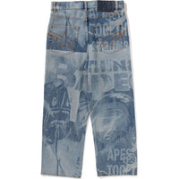 OVERALL LASERED RELAXED FIT 13 OZ DENIM PANTS MENS