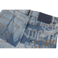 OVERALL LASERED RELAXED FIT 13 OZ DENIM PANTS MENS