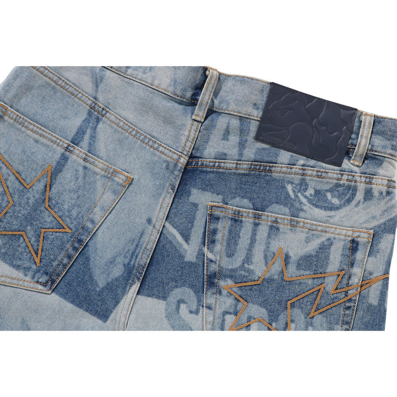 OVERALL LASERED RELAXED FIT 13 OZ DENIM PANTS MENS