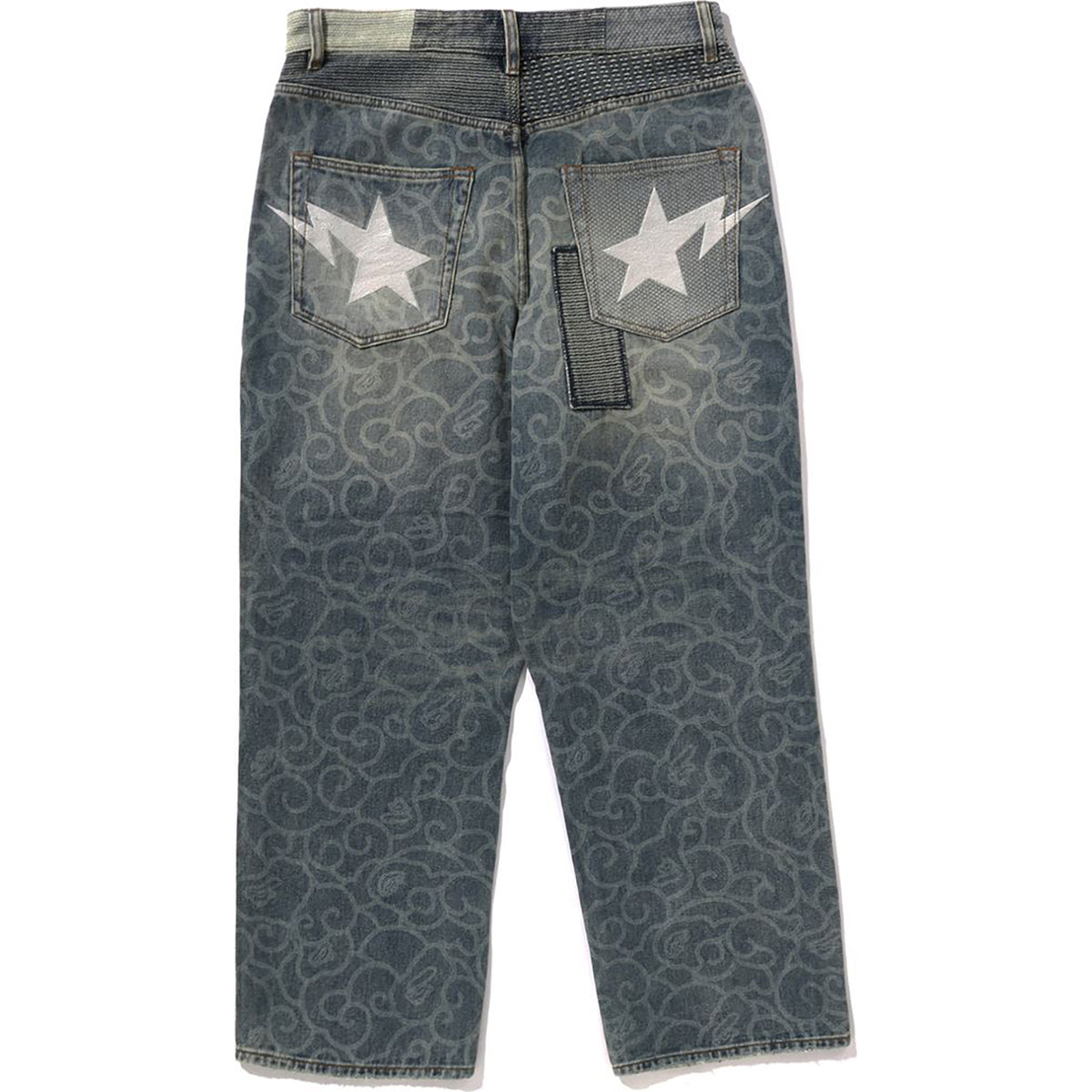 CLOUD CAMO JACQUARD UPCYCLED RELAXED FIT 13 OZ DENIM PANTS MENS