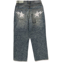 CLOUD CAMO JACQUARD UPCYCLED RELAXED FIT 13 OZ DENIM PANTS MENS