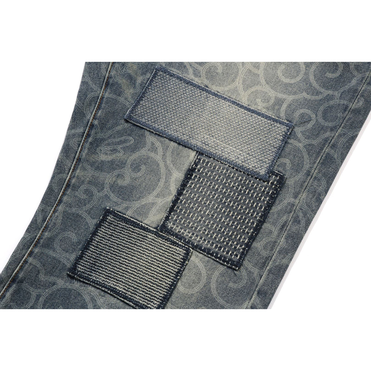 CLOUD CAMO JACQUARD UPCYCLED RELAXED FIT 13 OZ DENIM PANTS MENS