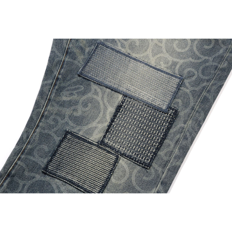 CLOUD CAMO JACQUARD UPCYCLED RELAXED FIT 13 OZ DENIM PANTS MENS