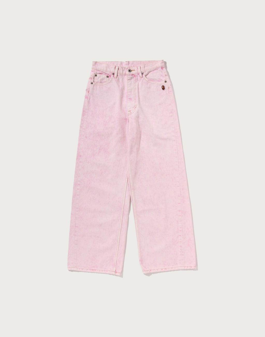 CRYSTAL STONE BAPE STA LOGO BAGGY DENIM PANTS LADIES