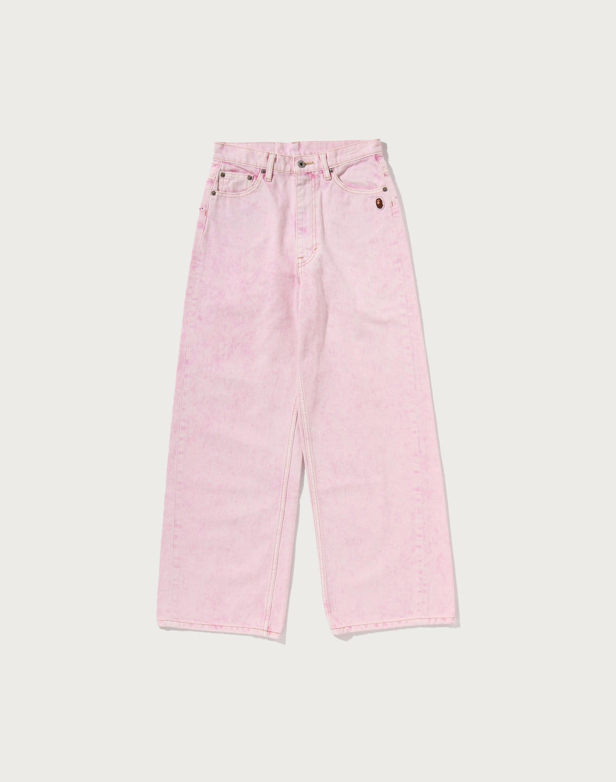 CRYSTAL STONE BAPE STA LOGO BAGGY DENIM PANTS LADIES