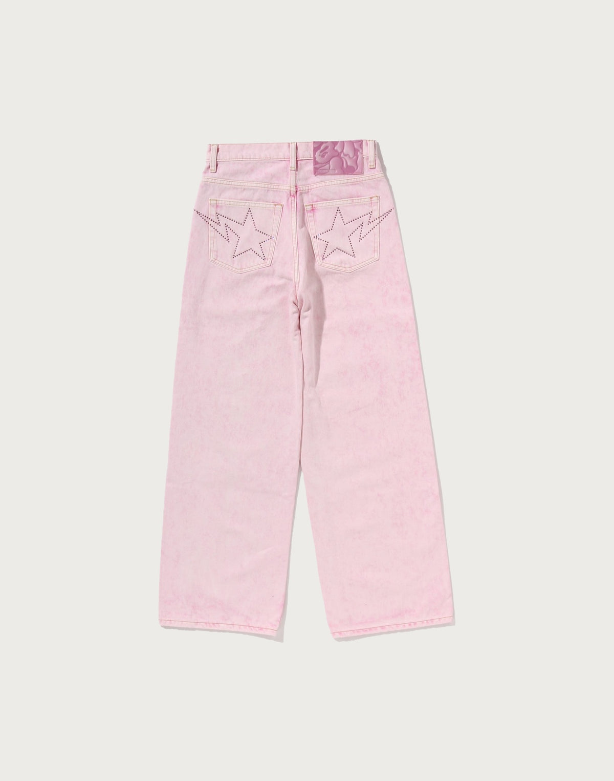 CRYSTAL STONE BAPE STA LOGO BAGGY DENIM PANTS LADIES