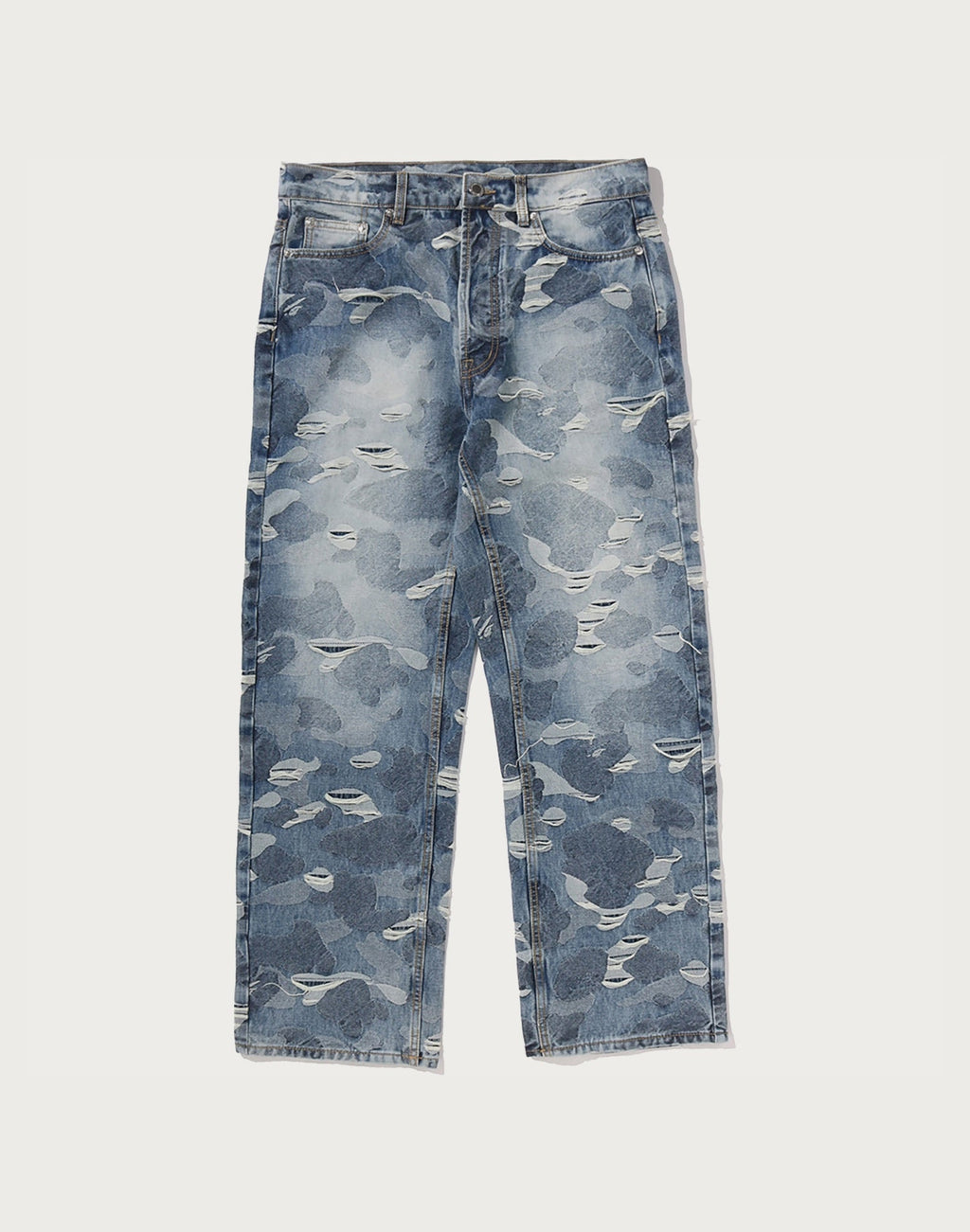 SOLID CAMO JACQUARD DENIM PANTS MENS