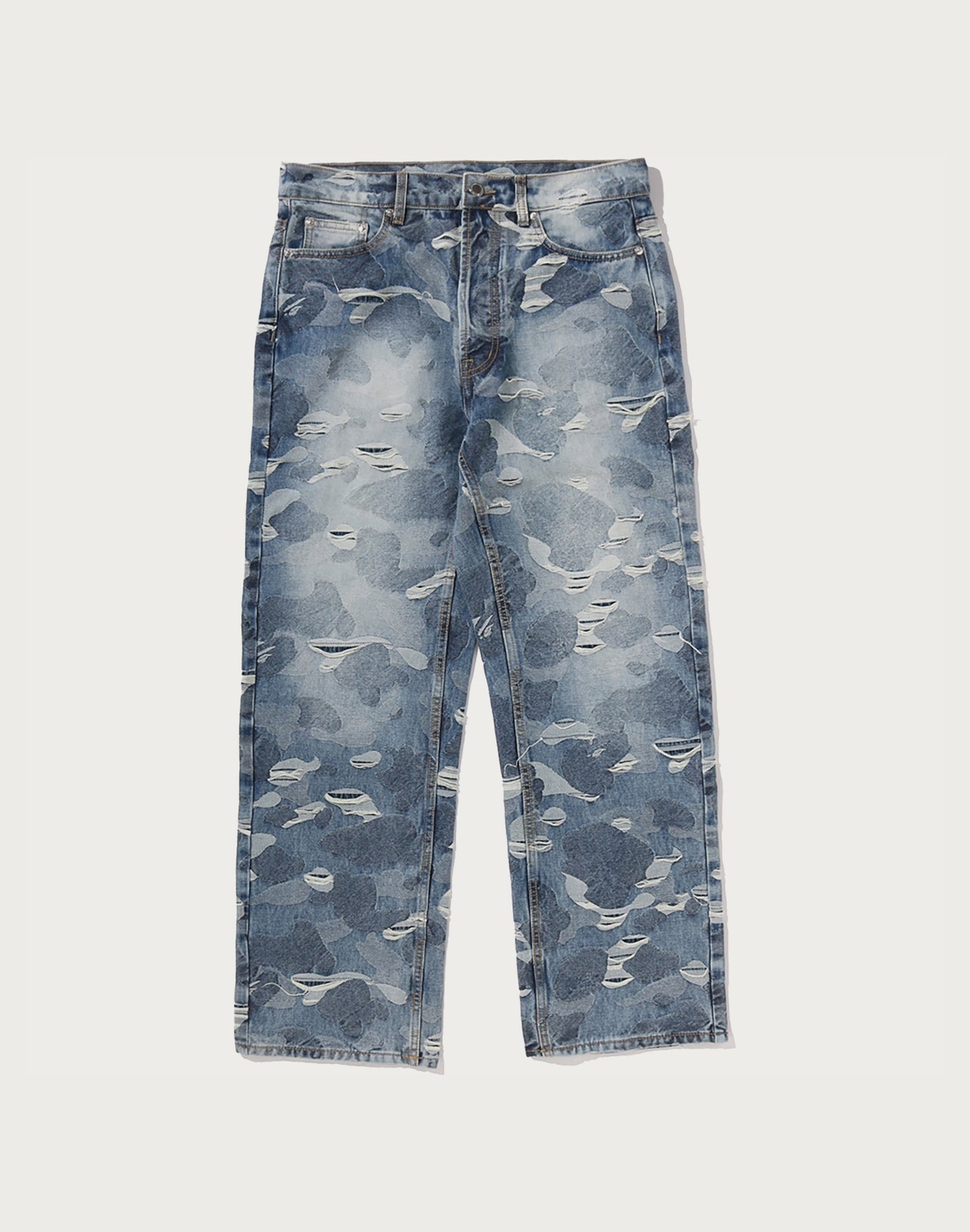 SOLID CAMO JACQUARD DENIM PANTS MENS