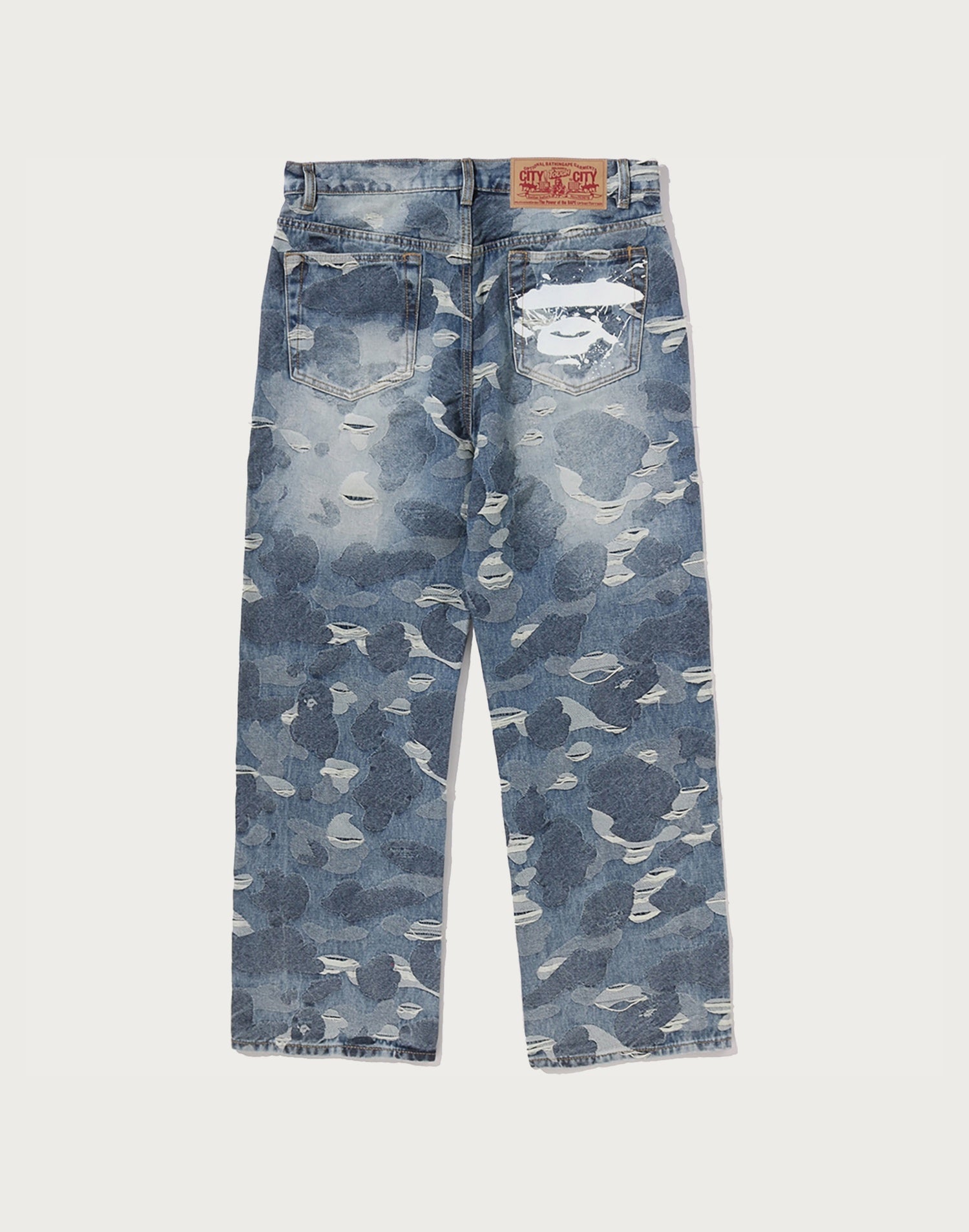 SOLID CAMO JACQUARD DENIM PANTS MENS
