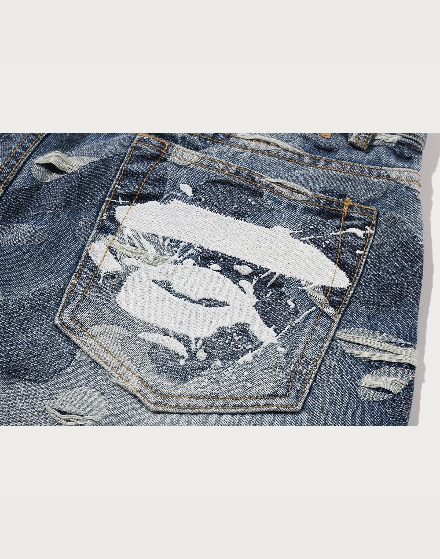 SOLID CAMO JACQUARD DENIM PANTS MENS