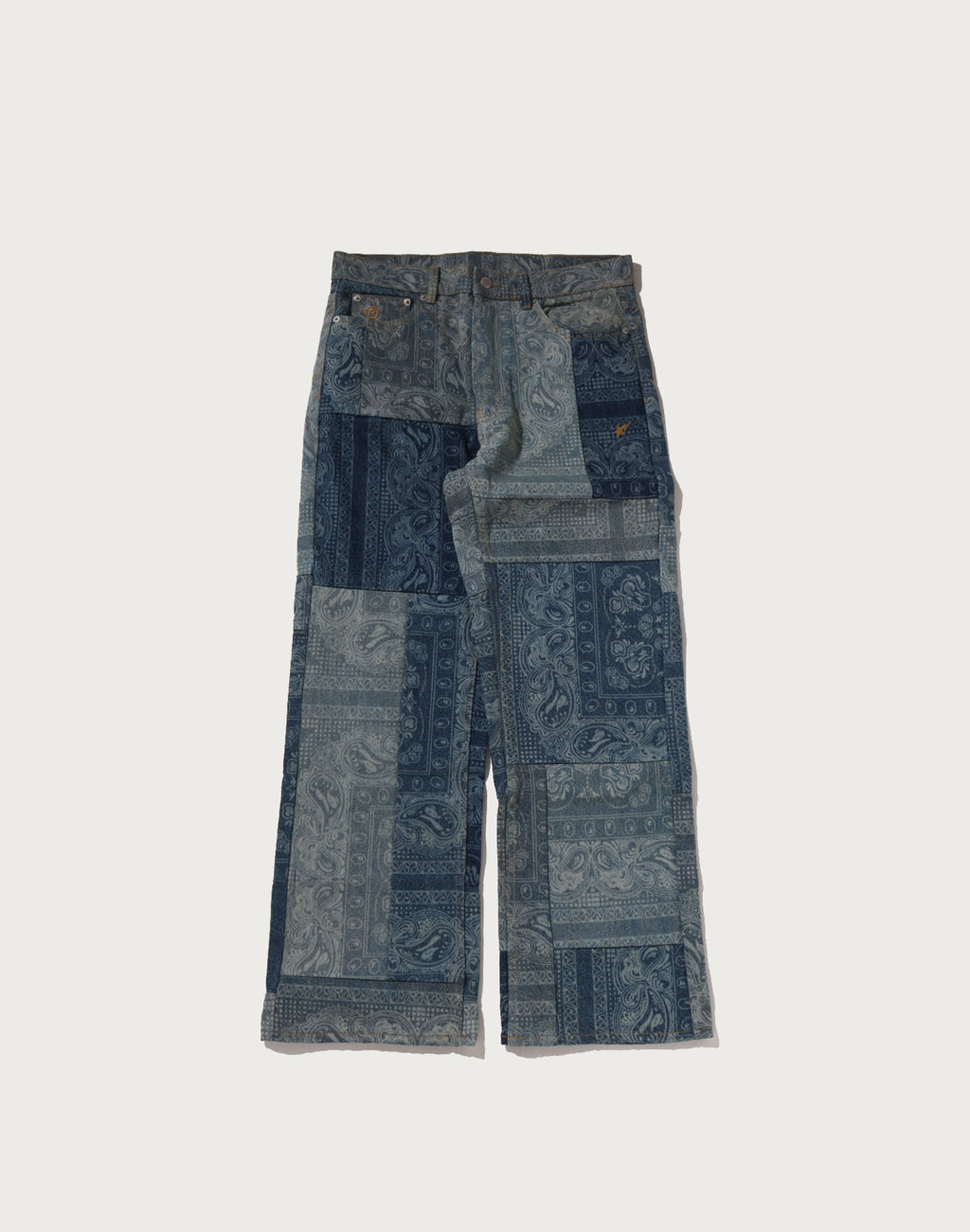 PAISLEY PATTERN DENIM FLARED PANTS MENS