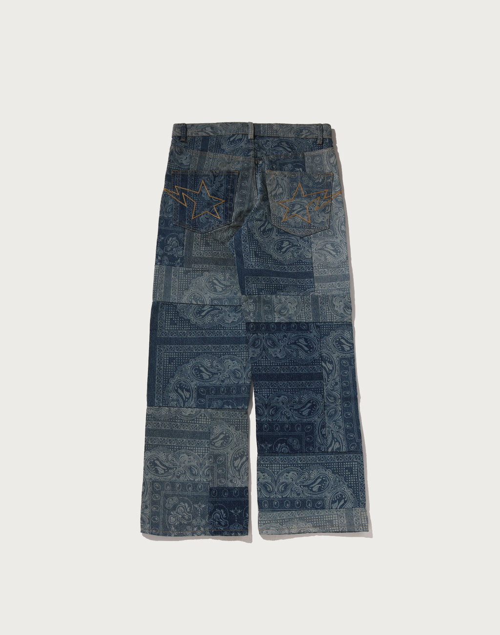 PAISLEY PATTERN DENIM FLARED PANTS MENS