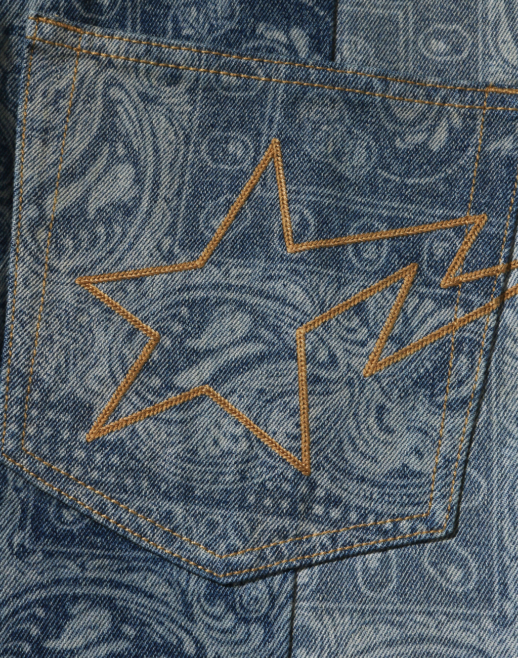 PAISLEY PATTERN DENIM FLARED PANTS MENS