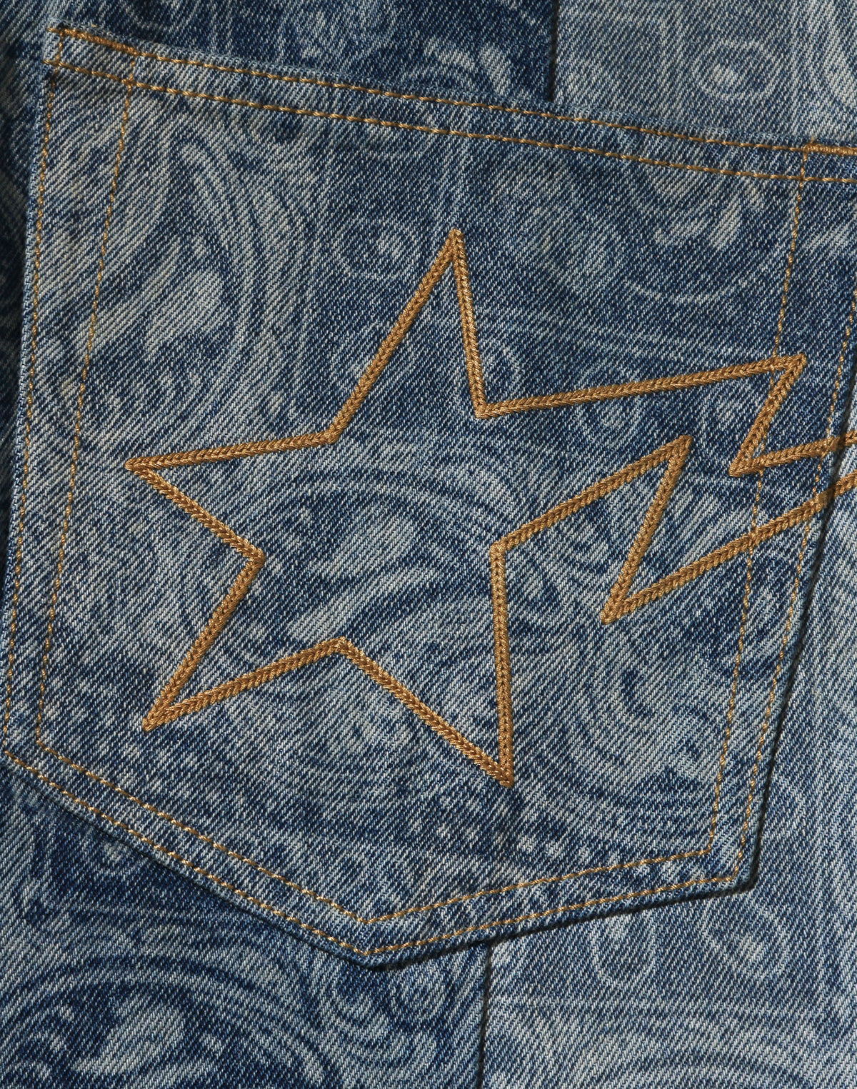 PAISLEY PATTERN DENIM FLARED PANTS MENS