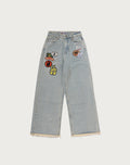 MULTI LOGO WIDE DENIM PANTS LADIES