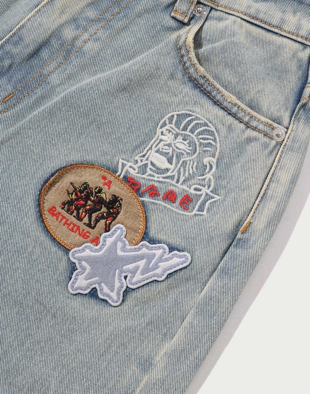 MULTI LOGO WIDE DENIM PANTS LADIES