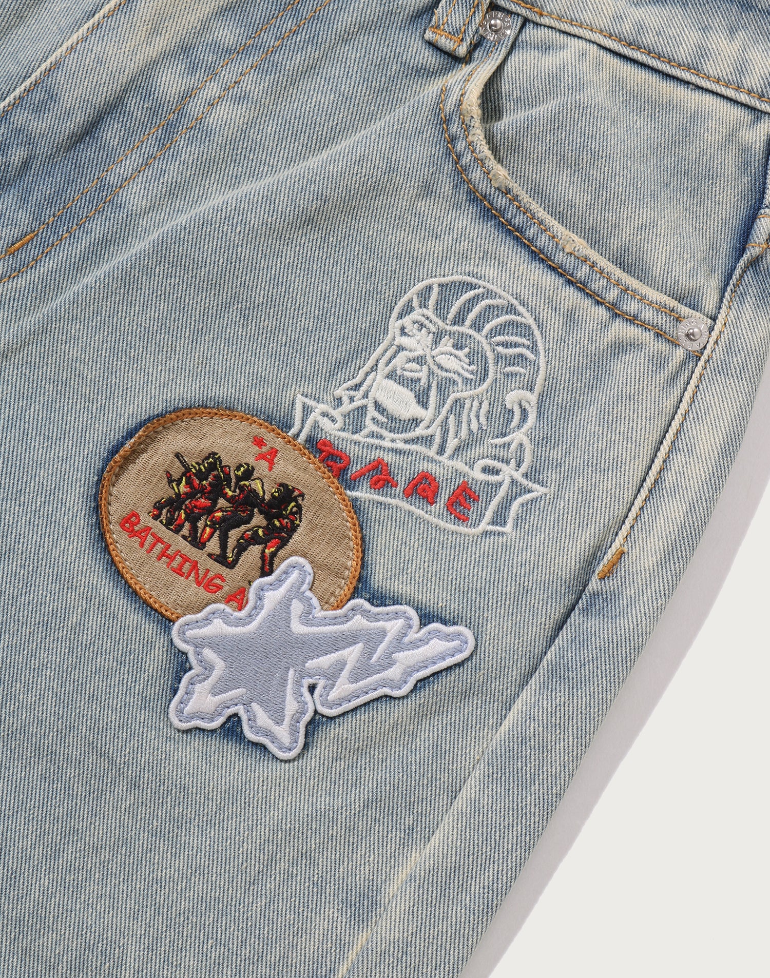 MULTI LOGO WIDE DENIM PANTS LADIES