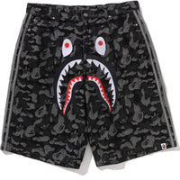 BAPE X ADIDAS CAMO JACQUARD SHARK DENIM JORTS MENS