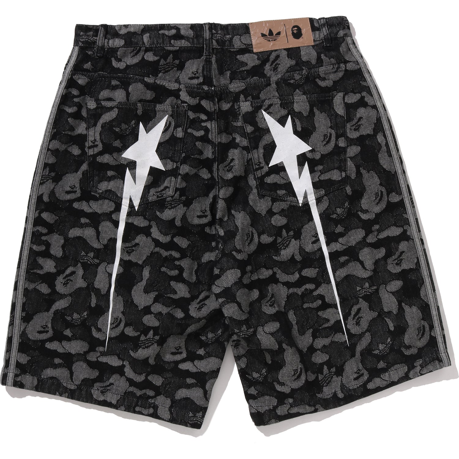 BAPE X ADIDAS CAMO JACQUARD SHARK DENIM JORTS MENS – us.bape.com