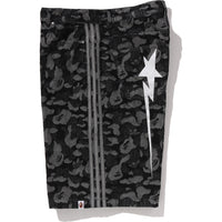 BAPE X ADIDAS CAMO JACQUARD SHARK DENIM JORTS MENS