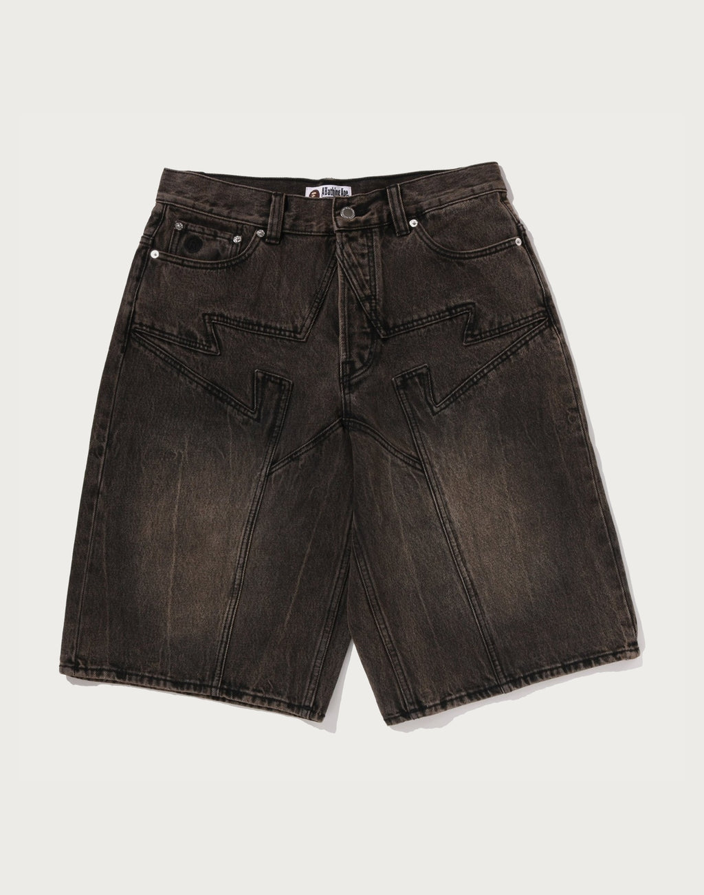 BAPE STA PATCH 13 OZ RELAXED FIT DENIM SHORTS M