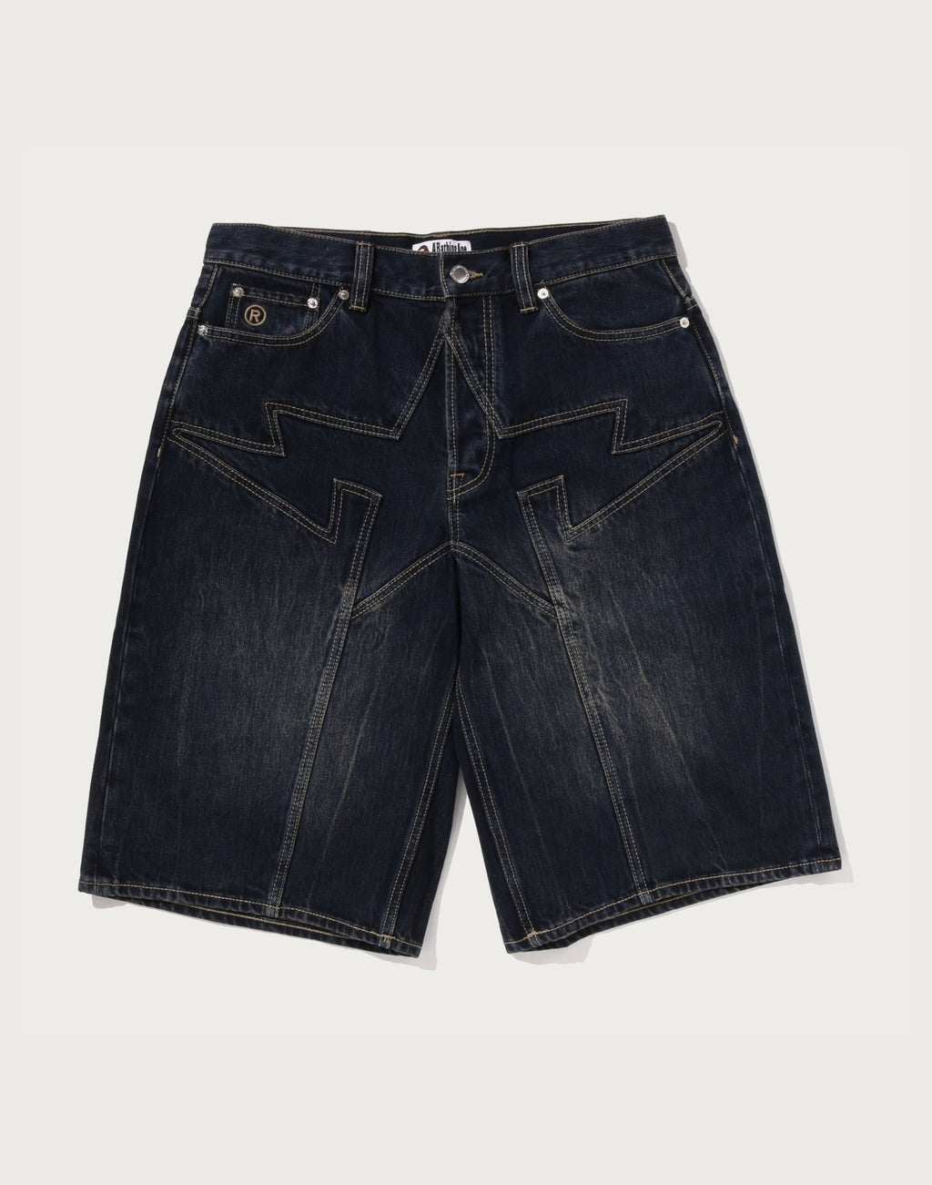 BAPE STA PATCH 13 OZ RELAXED FIT DENIM SHORTS M