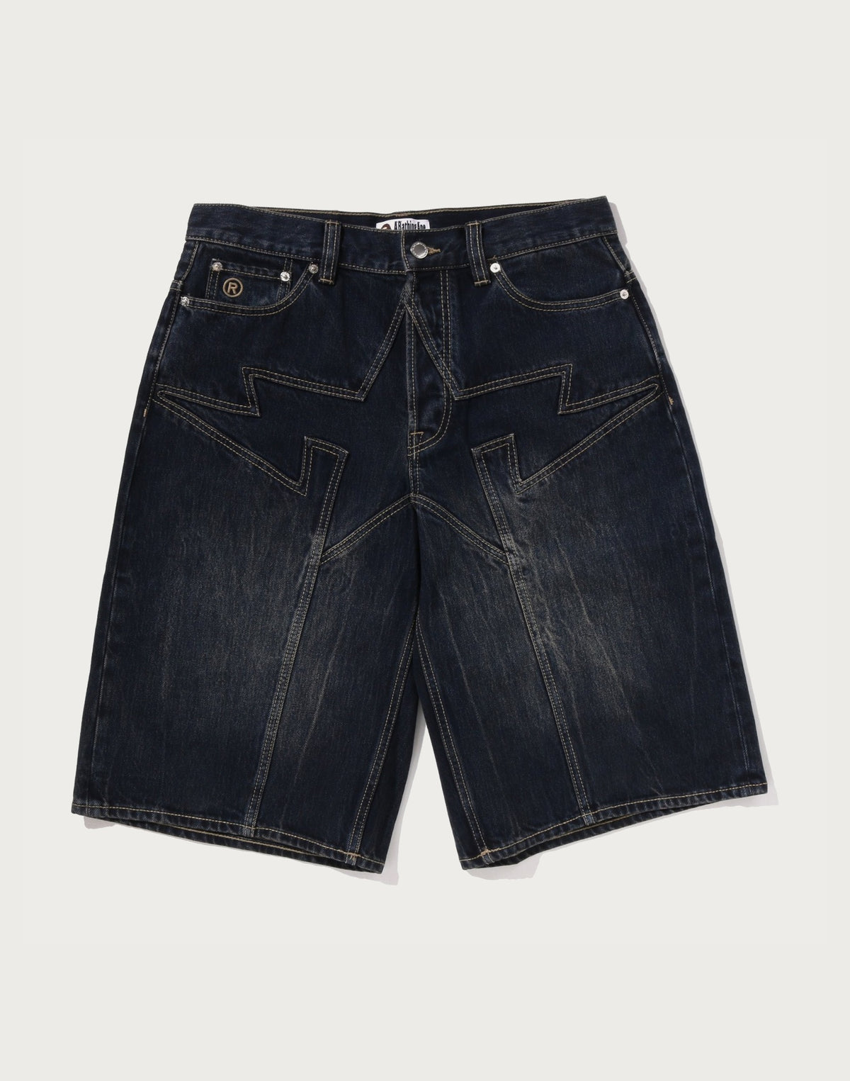 BAPE STA PATCH 13 OZ RELAXED FIT DENIM SHORTS M