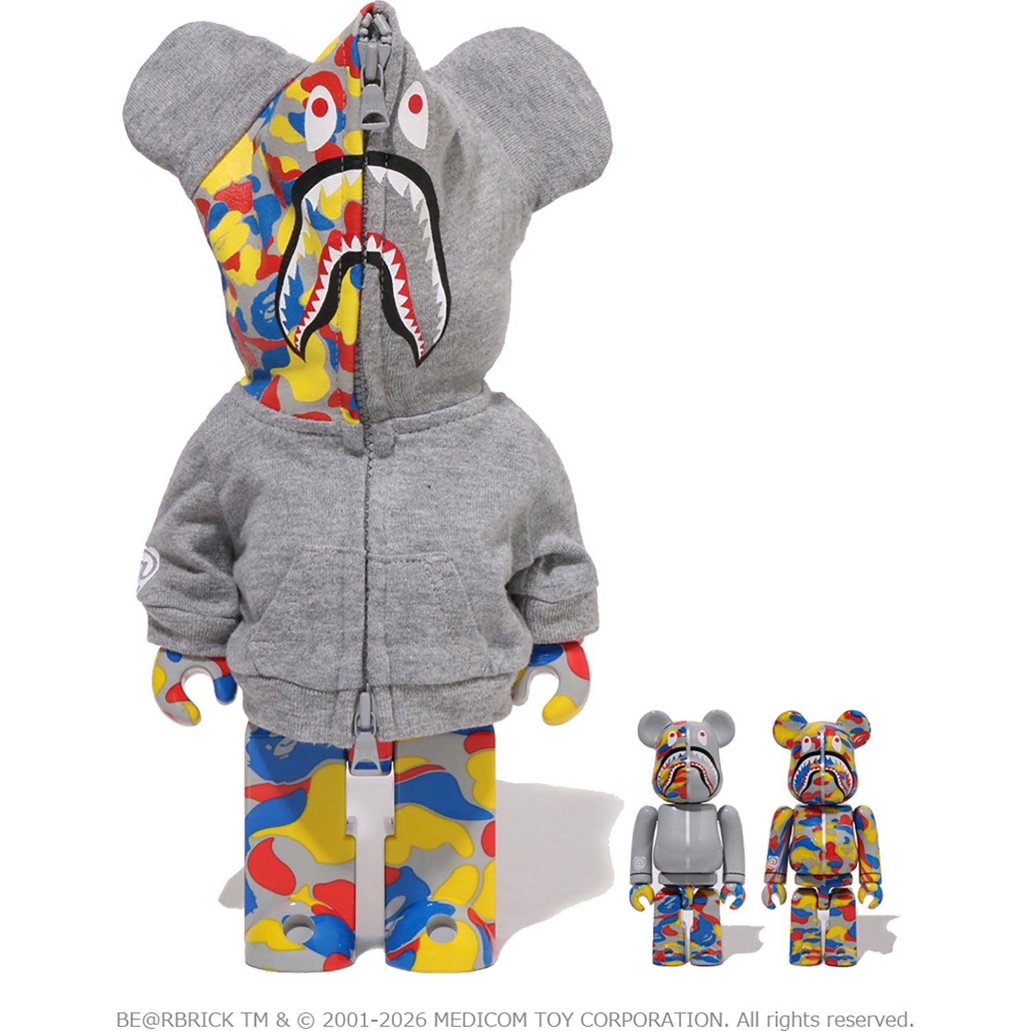 BAPE X MEDICOM TOY 30TH ANNIV. SHARK HOODIE BE@RBRICK 100%&400%