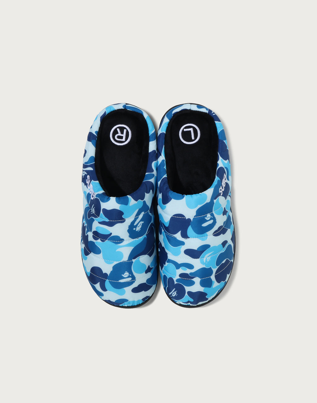BAPE X SUBU ABC CAMO PUFFER SANDALS MENS