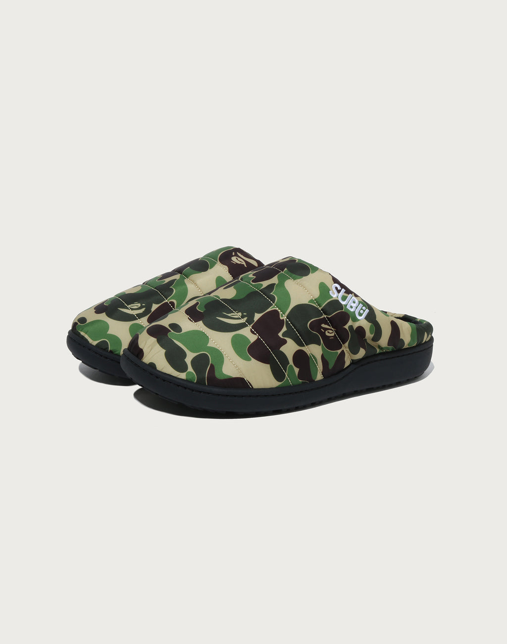 BAPE X SUBU ABC CAMO PUFFER SANDALS MENS