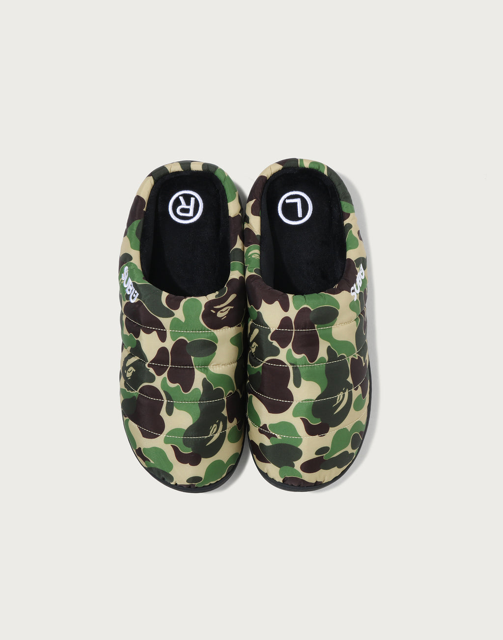 BAPE X SUBU ABC CAMO PUFFER SANDALS MENS