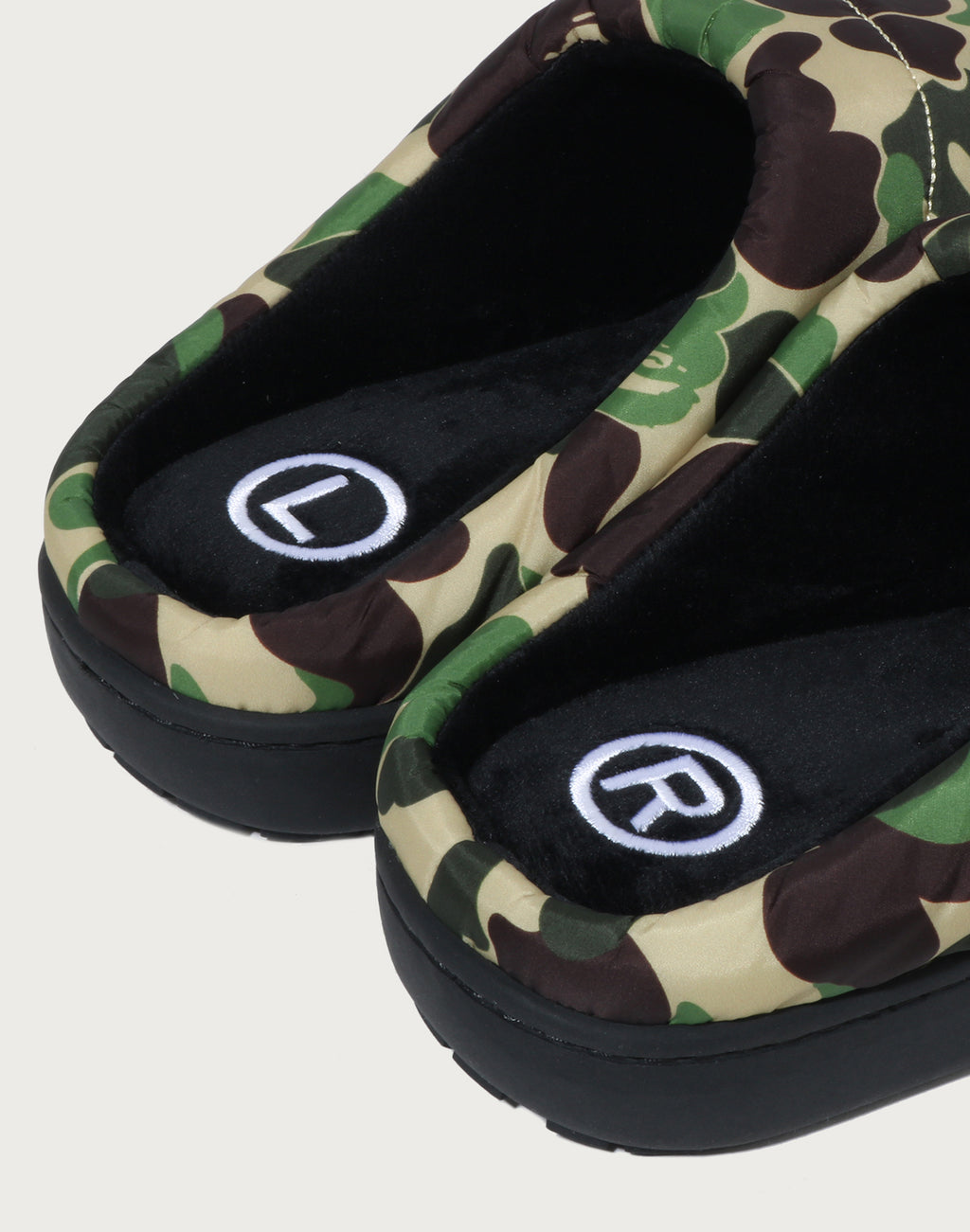 BAPE X SUBU ABC CAMO PUFFER SANDALS MENS